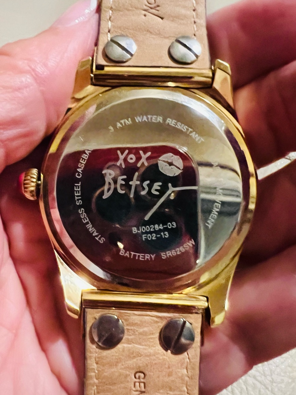Betsey Johnson Gold-Tone Watch with Multicolor Numerals and Black Strap - Picture 2 of 6